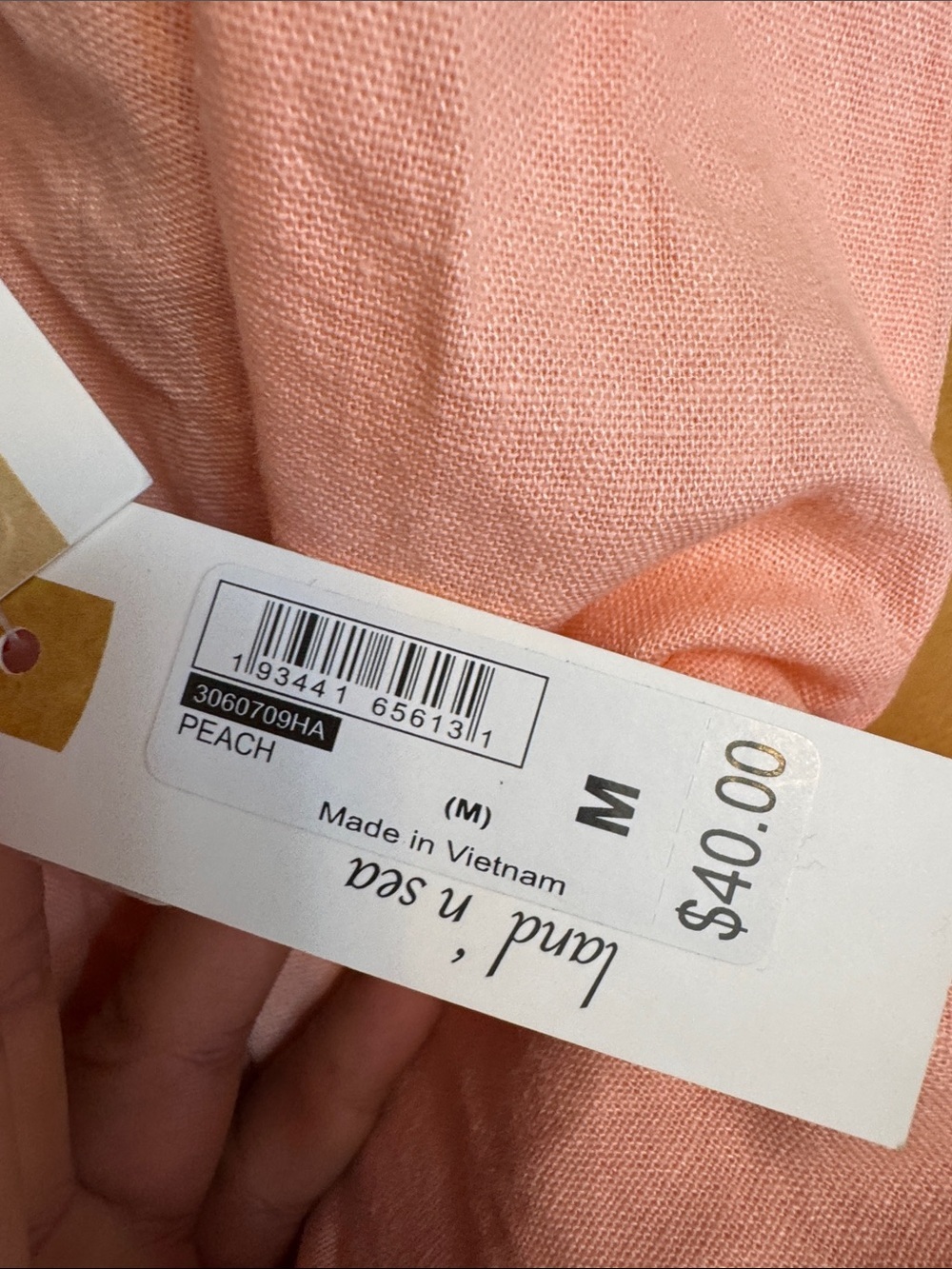 Tie-Waist Peach Bermuda Shorts 54% linen,46%rayon - Picture 11 of 11